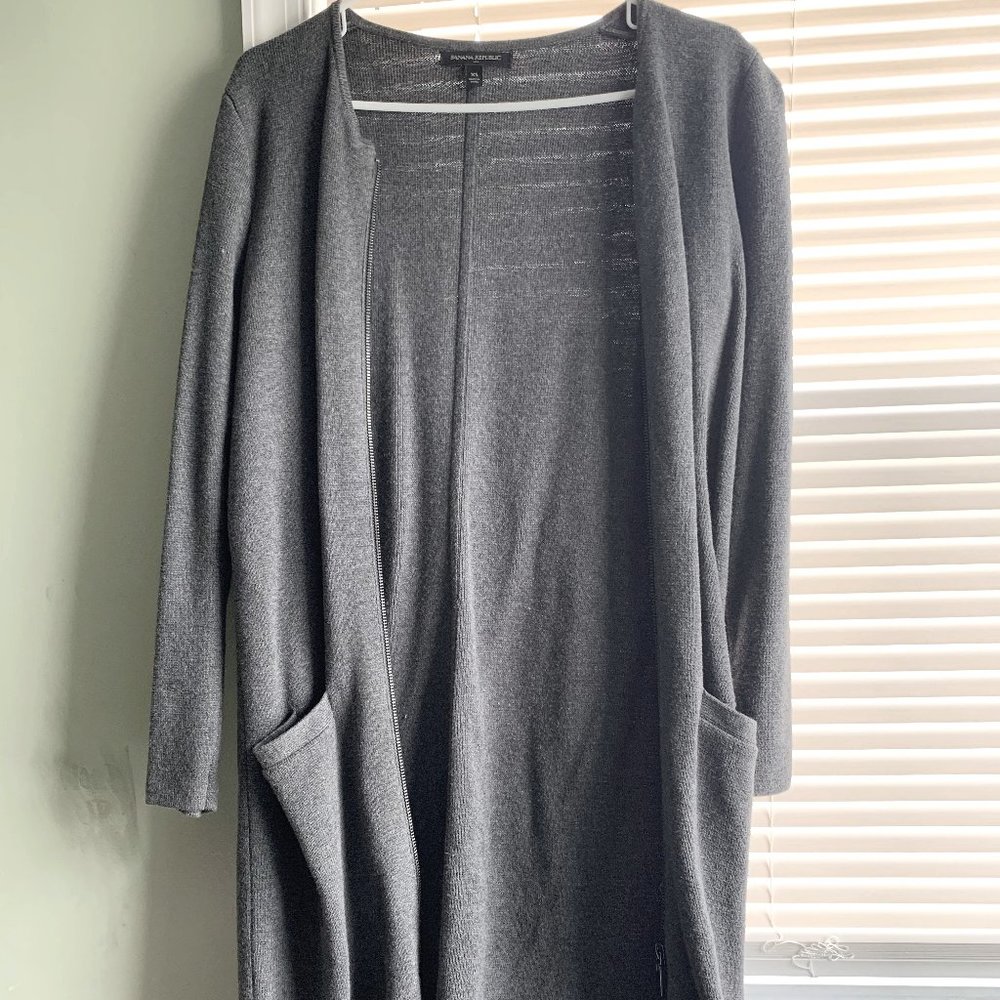 Long Cardigan - grey, pockets, Banana Republic